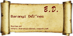 Baranyi Dénes névjegykártya